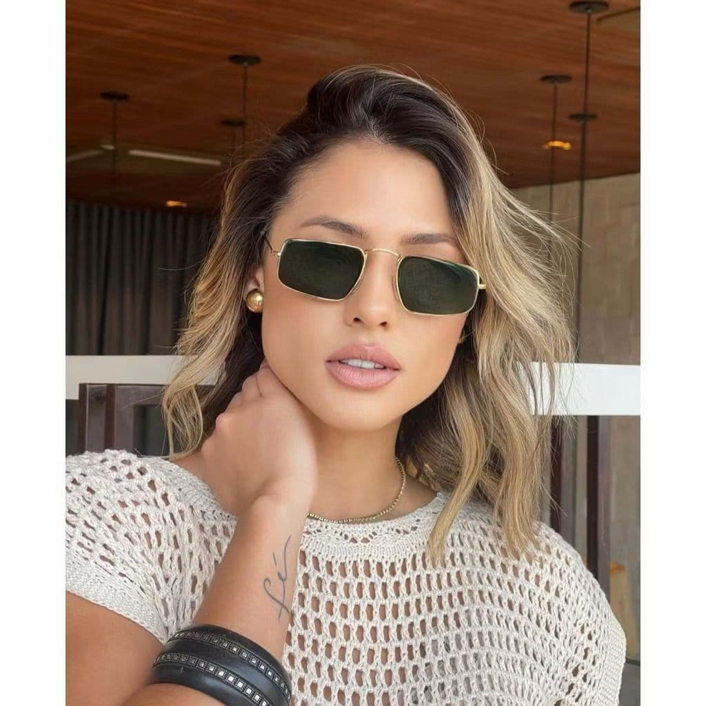 Oculos de sol feminino unissex Luxury Square Modelo Premium Design moderno Lente UV400 Estilo Fashion Casual - Ray