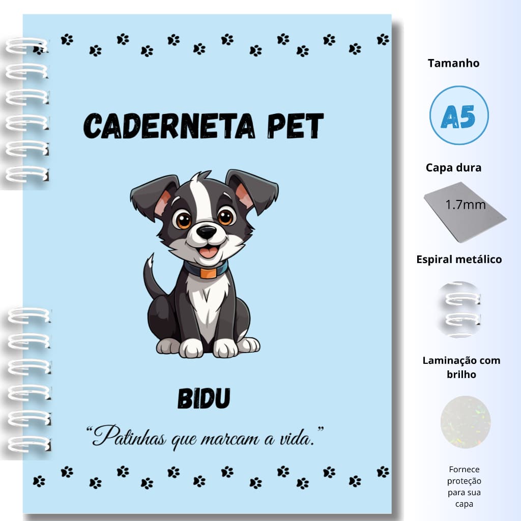 Caderneta PET personalizada com a imagem e nome