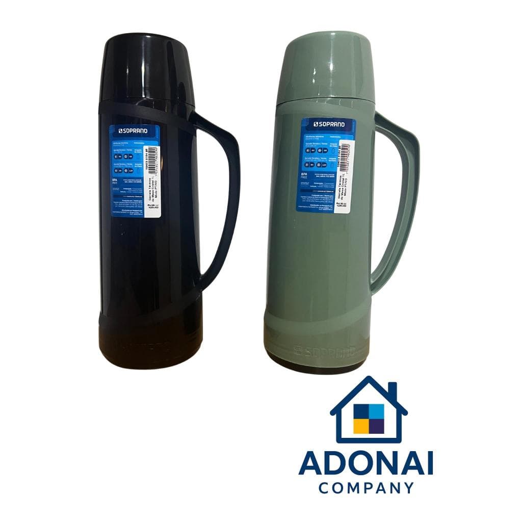Garrafa Térmica Cristal Soprano 1 Litro – Cores Verde e Preta
