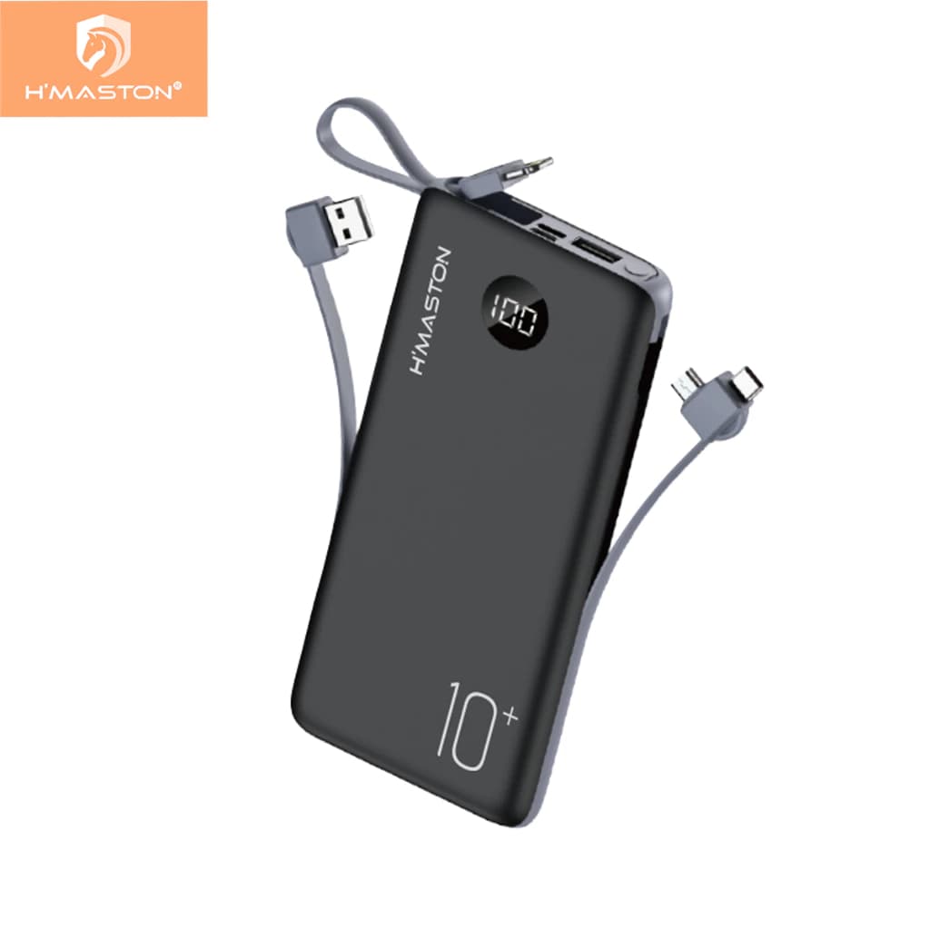 H'maston YD-20 Power Bank 10000mah 3.1A Bateria Portatil Carregamento Rápido com 4 Cabo