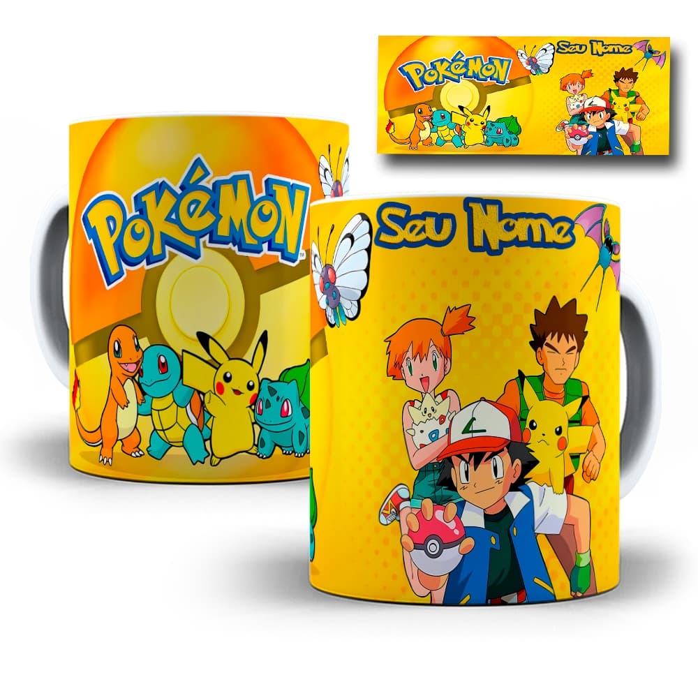 Caneca Pokemon de Porcelana COM NOME - Vários modelos
