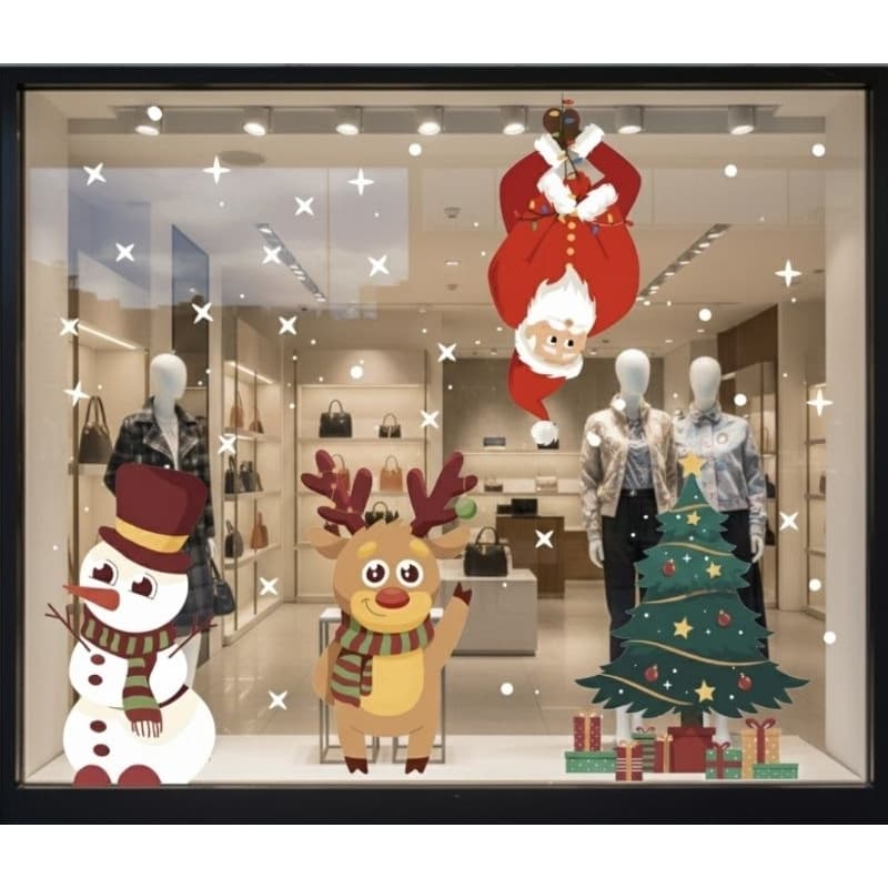 KIT Adesivo Vinil Decorativo VITRINE PAPAI NOEL