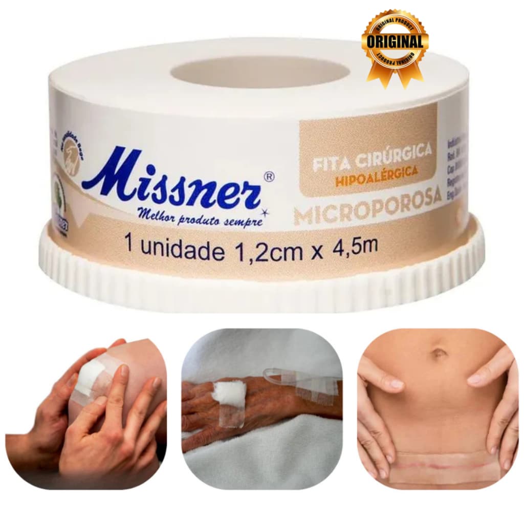 🩹 Fita Microporosa Missner Original - 1,2 cm x 4,5 m – Fixação Suave, Confortável e Segura!