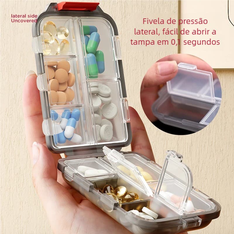 【Oferta】Mini Caixa De Comprimidos – 10 Grades Dobrável, Recipiente De Medicamentos Frete Grátis!