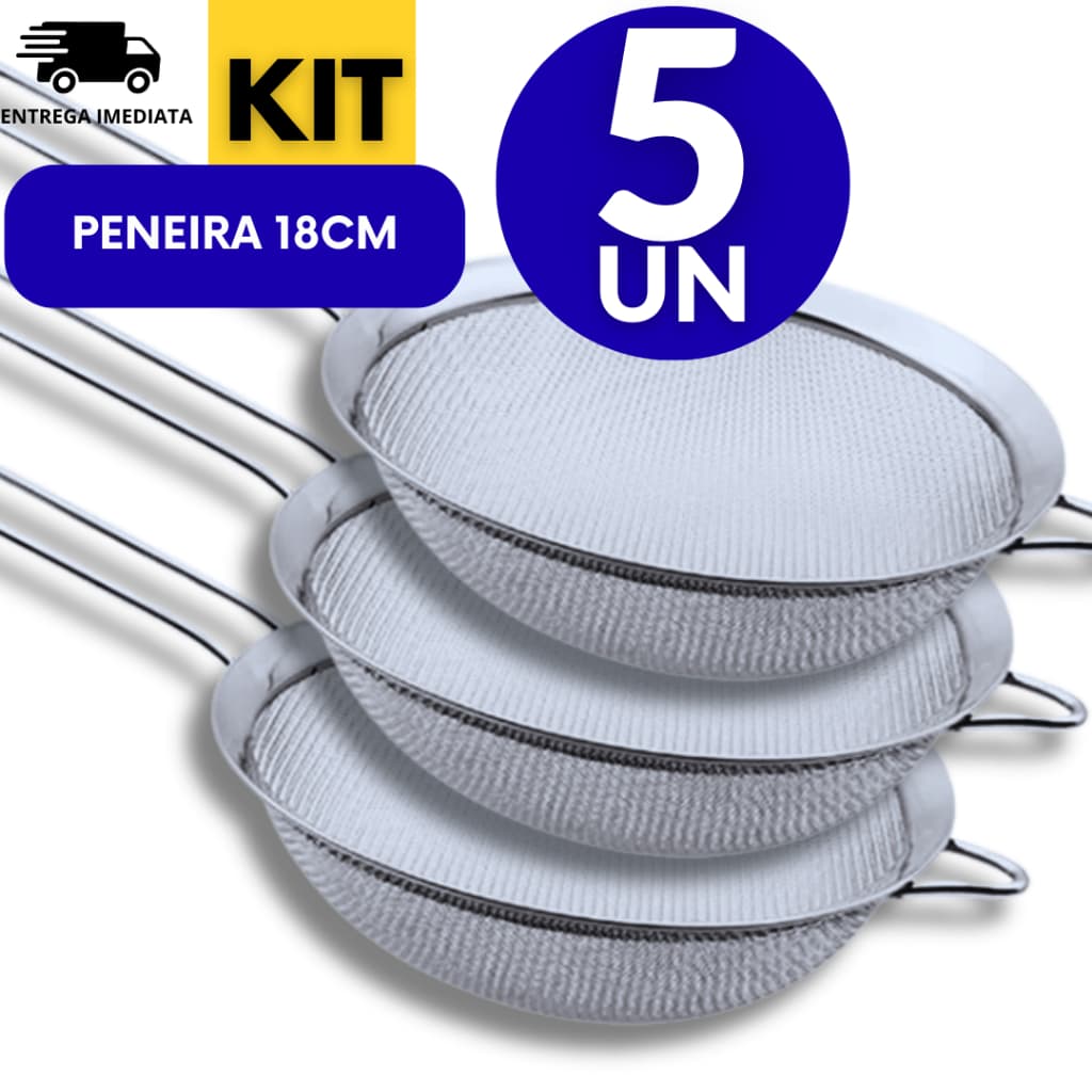Conjunto Peneira 18cm Coador Em Aço Inox 4 Unidades Ideal Para Sua Cozinha Culinária Qualidade e Resistencia