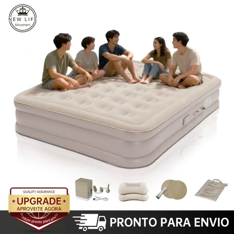 Colchão Inflável Queen Casal Cama De Campanha Bomba Inflável Com Bateria De Lítio Integrada