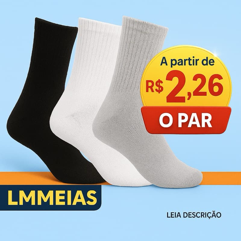 12, 24 E 30 PARES DE MEIAS GROSSAS ESPORTIVAS CANO MÉDIO/ALTO
