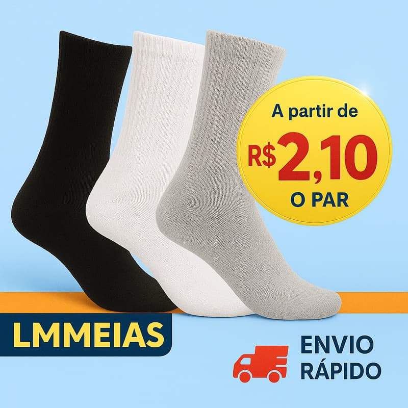 ATACADO 48 PARES DE MEIAS GROSSAS CANO MEDIO/ALTO (30 PARES TAMBÉM DISPONÍVEL)