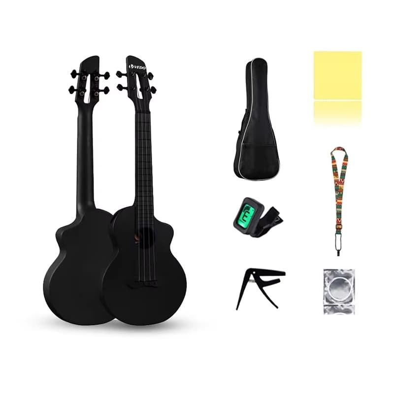 Conjunto de ukulele de viagem VEDO Concert Ukulele de 23 polegadas em fibra de carbono, inclui mochila, alça, capotraste