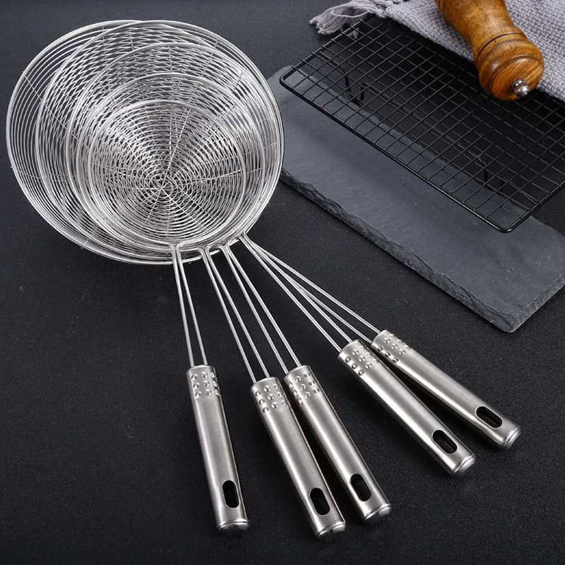 【Tamanho Ideal】Escumadeira Fritura Inox TOP RIO 13x33.5cm – Resistente para Batata, Pastel!