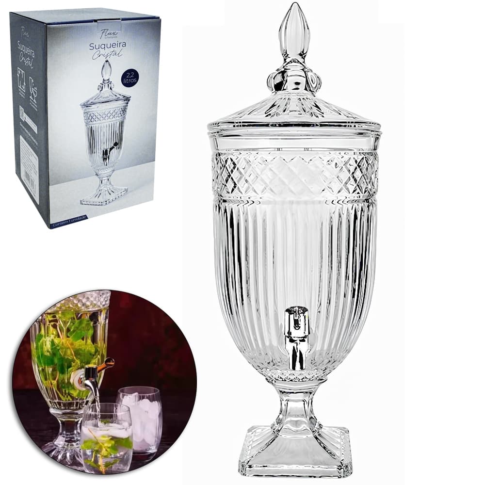 SUQUEIRA DE VIDRO COM BASE CRISTAL FLUX 2,2L