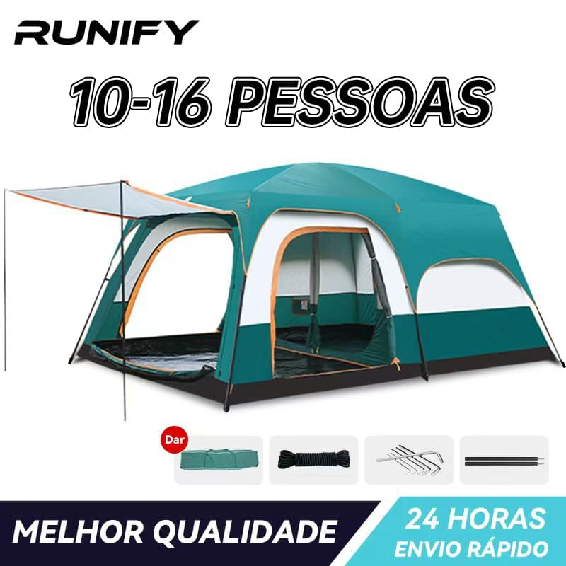 Barraca Camping Acampamento Luxe 10-16 Pessoas Tenda Familiar Grande Varanda 430x305x210cm