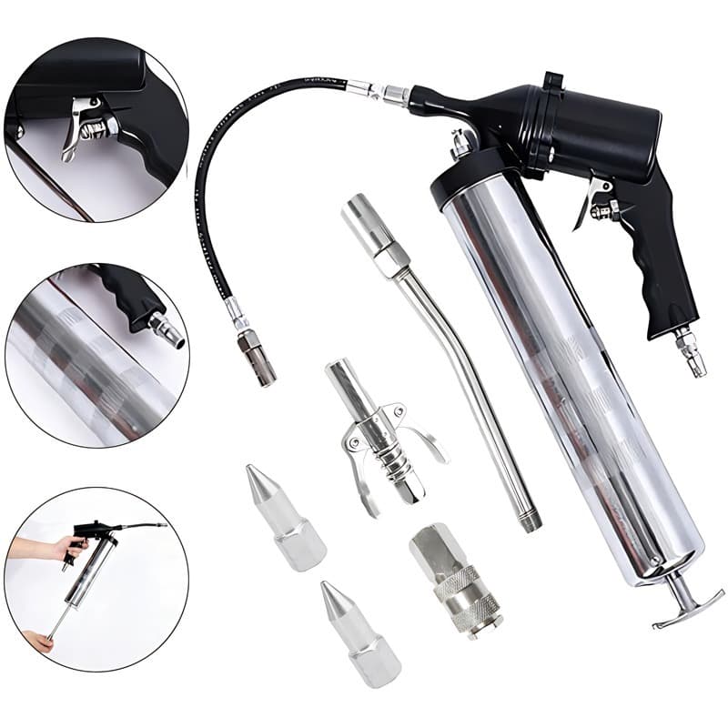 Bomba Graxa 600g Manual Evotek, Bico Rígido Flexível, Engraxadeira Completa e Eficiente