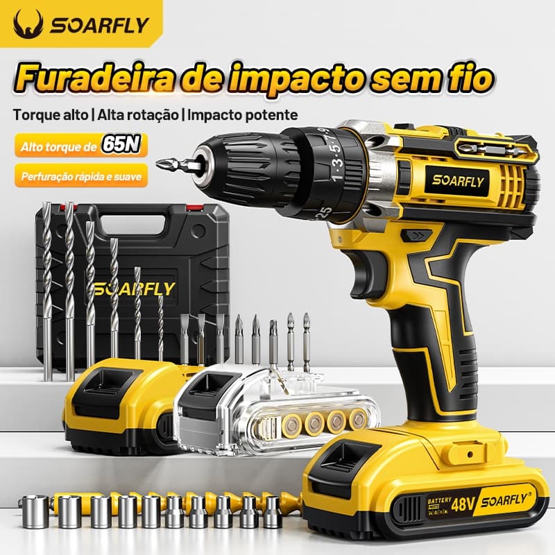 Parafusadeira Furadeira De Impacto 48v com Duas baterias recarregáveis