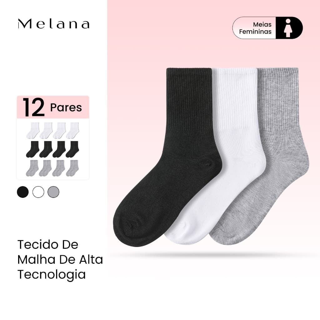 Melana12 kit meias alto  UNISSEX CANO ALTO PREMIUM - TAM. 35 ao 46 Portal confortável