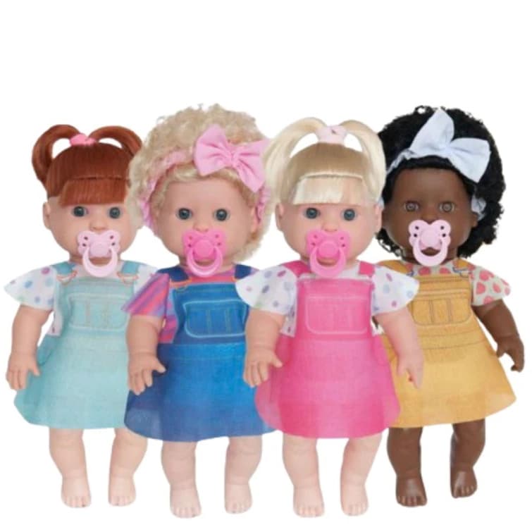 Boneca Com Chupeta Danadinha Loira Negra e Ruiva Brinquedo Menina Infantil Embalado Presente - Milk