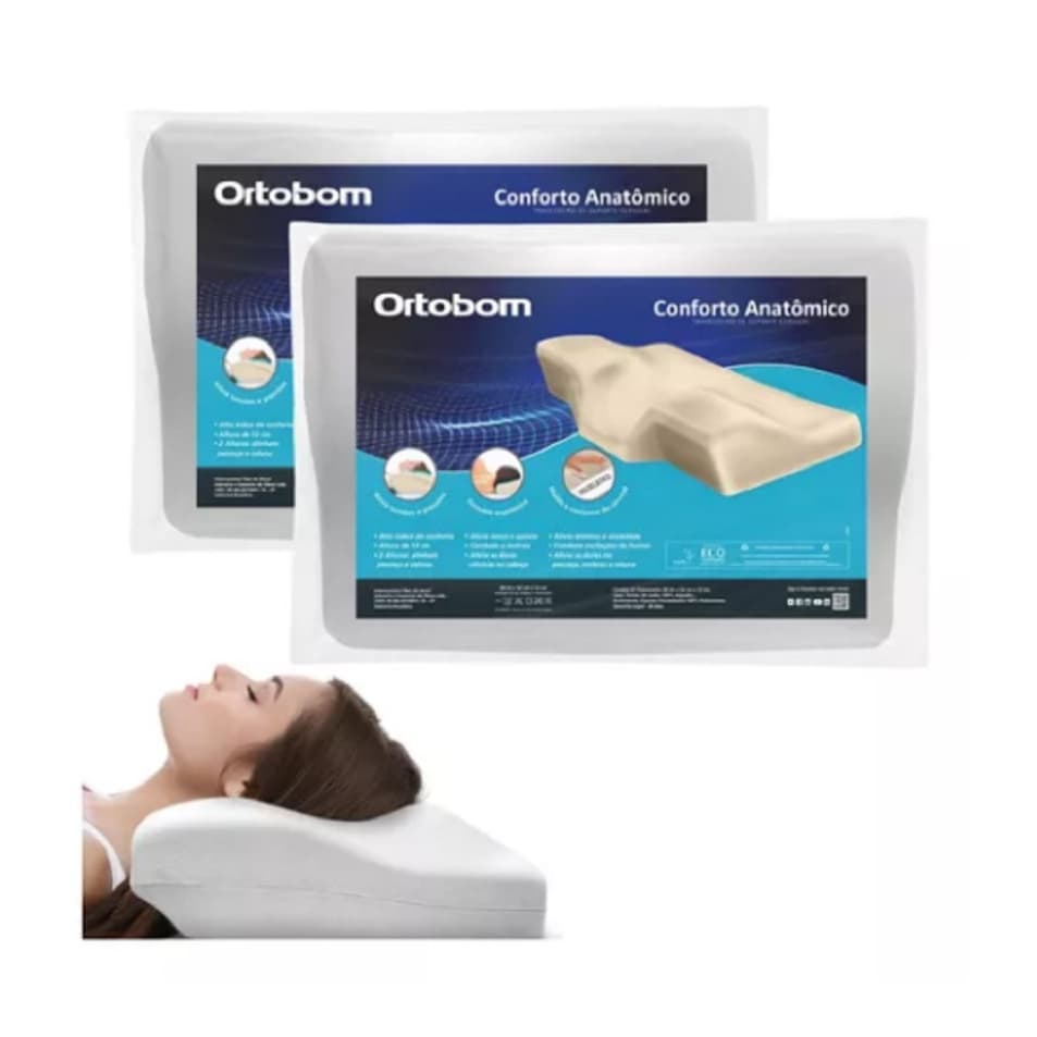 Kit 2 Travesseiros Nasa Cervical Ortobom Ortopedico Macio Original