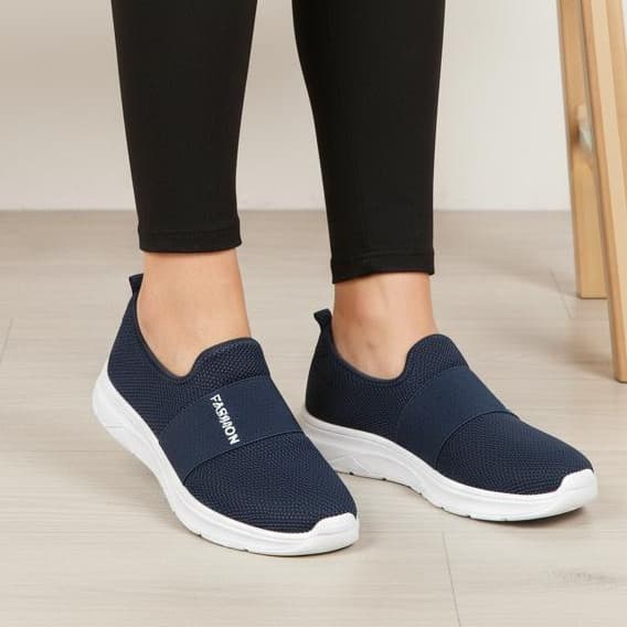 Tênis Fashion Feminino Meia Calce Fácil Confortável Azul MARINHO