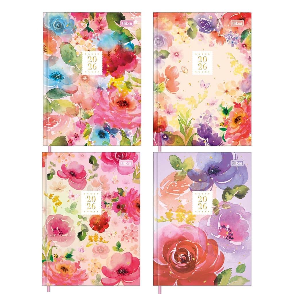 Agenda 2026 Diária Costurada Feminine 12,3 x 16,6 cm Capa Dura 112 Fls 63 g/m² Tilibra