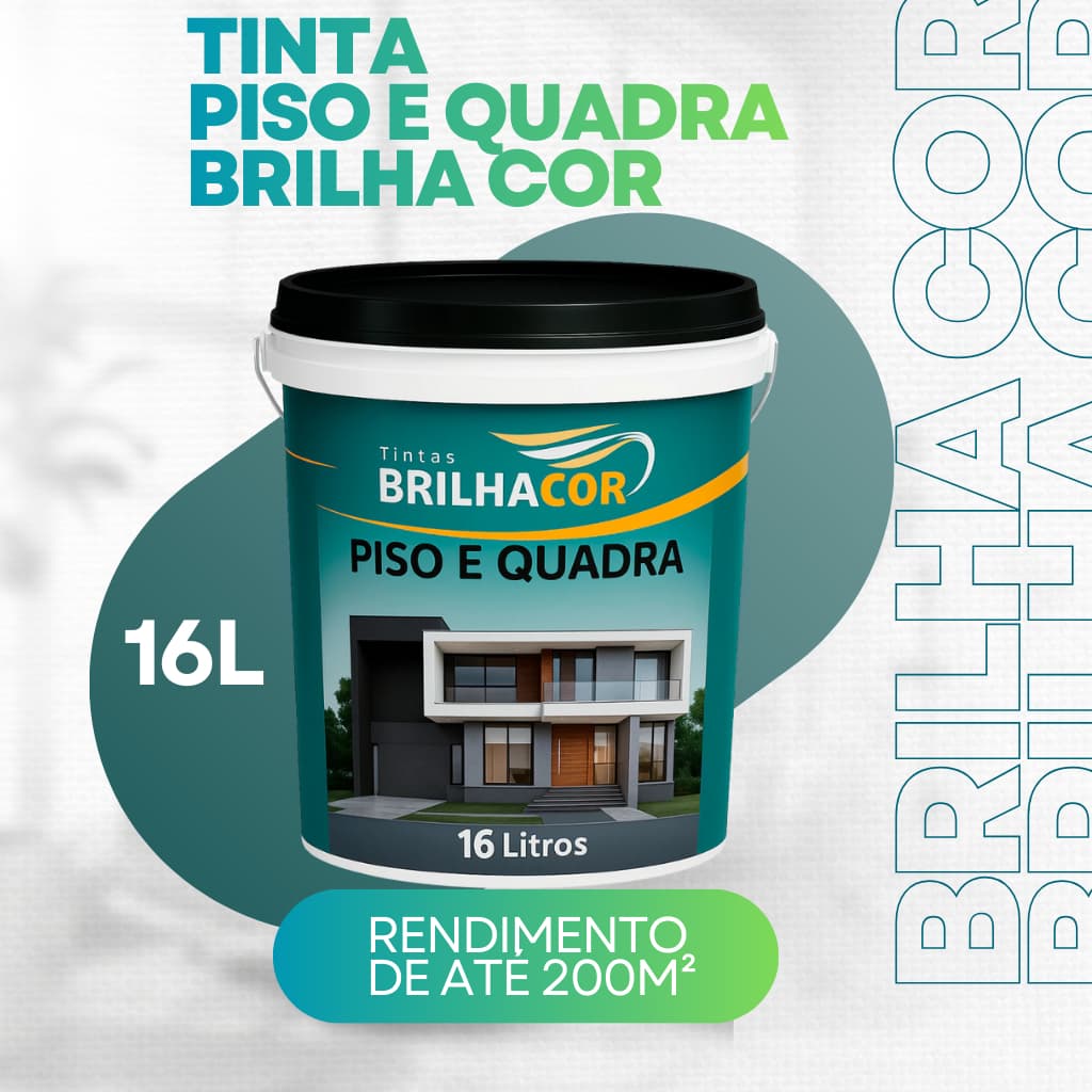 Tinta Piso Brilha Cor 16L – Resistência e Aderência em Garagens, Calçadas e Quadras