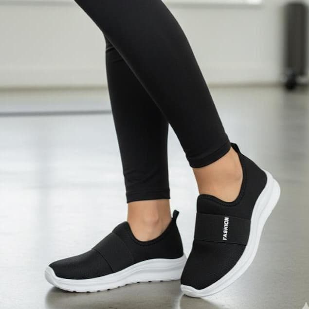 Tênis Fashion Meia Feminino Calce Fácil Confortável PRETO