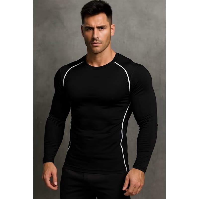 Blusa Manga Longa Proteção UV Para Corrida Esporte Fitness Com Listra Lateral
