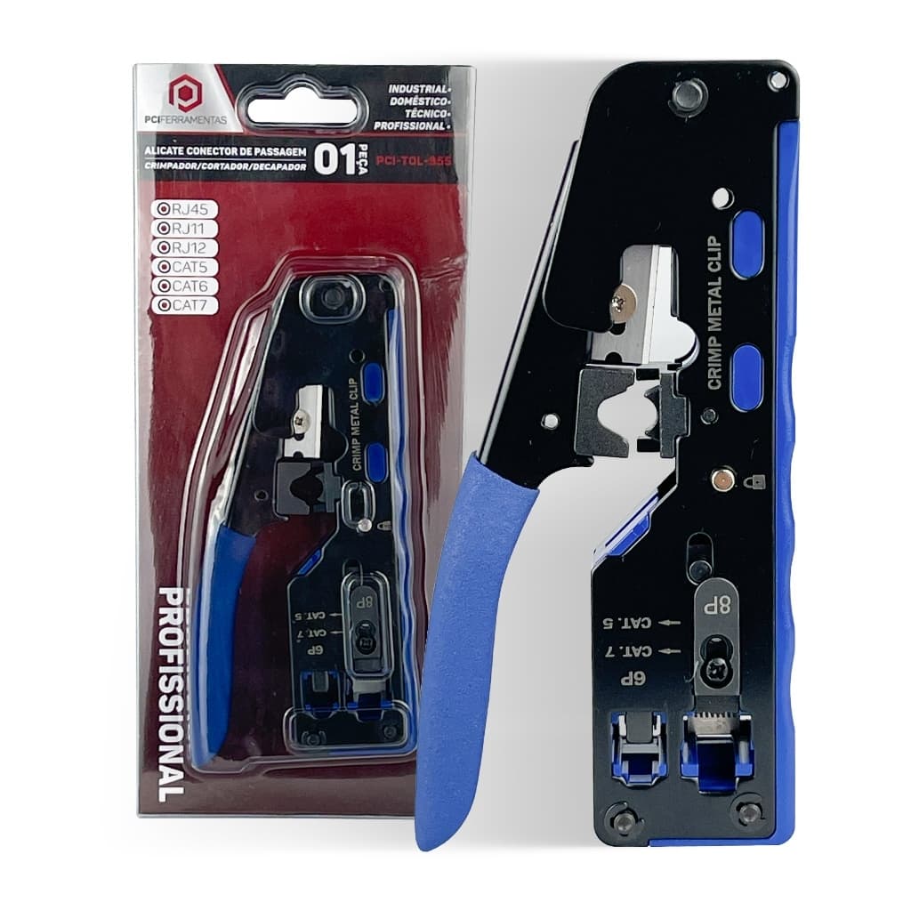 Alicate de Crimpar RJ45 EZ Vazado Cat5e, Cat6 e Cat7 e RJ11