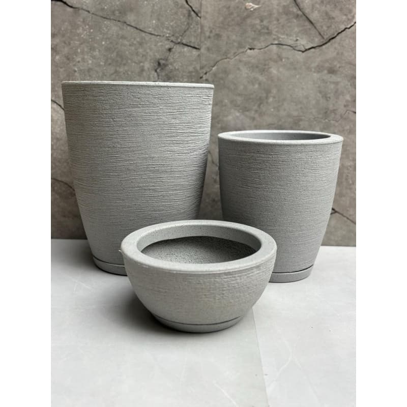 Kit 3 Vasos Planta Coluna Bojo Escovado 1,2 e Bacia Escovada 1 decoração jardim