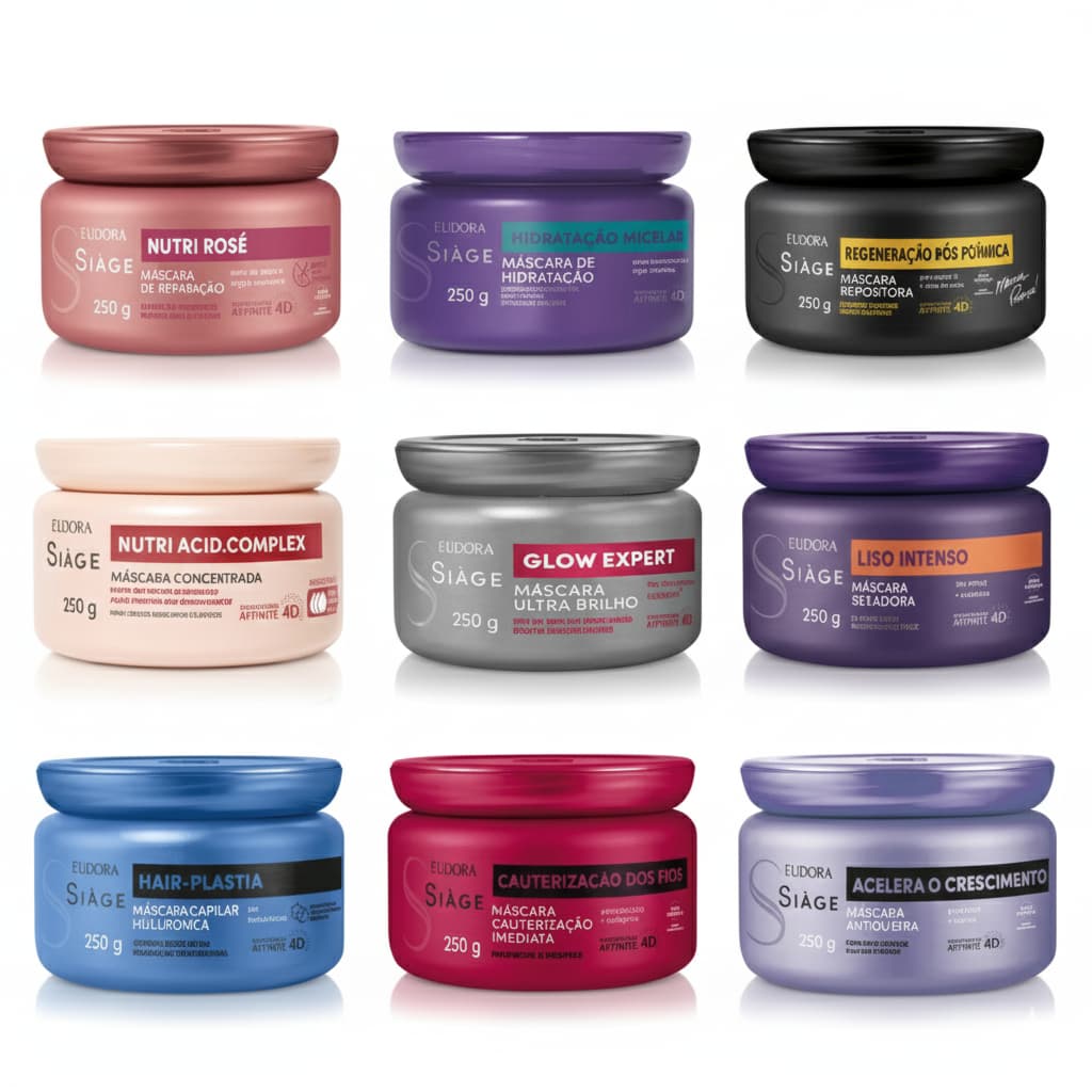 Máscara Capilar Siàge Eudora 250g - Hidratação Profunda e Tratamento Para Todos os Tipos de Cabelo + Selagem e Brilho