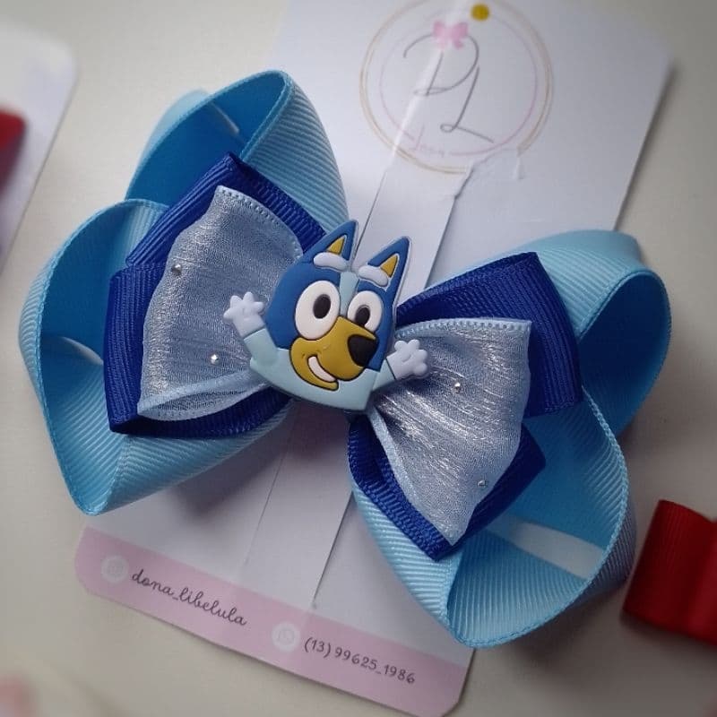 Laço Infantil Bluey, presilha grande, acessório Bluey de menina