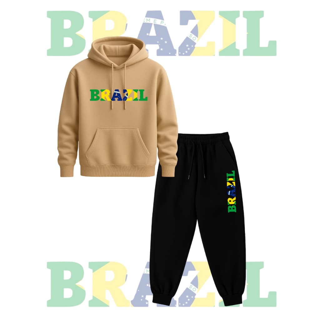 Conjuntos Blusa de Frio Moletom com Calça ou Short Unissex ou Camiseta Algodão com Calça ou Short Brasil Brazil Torcida