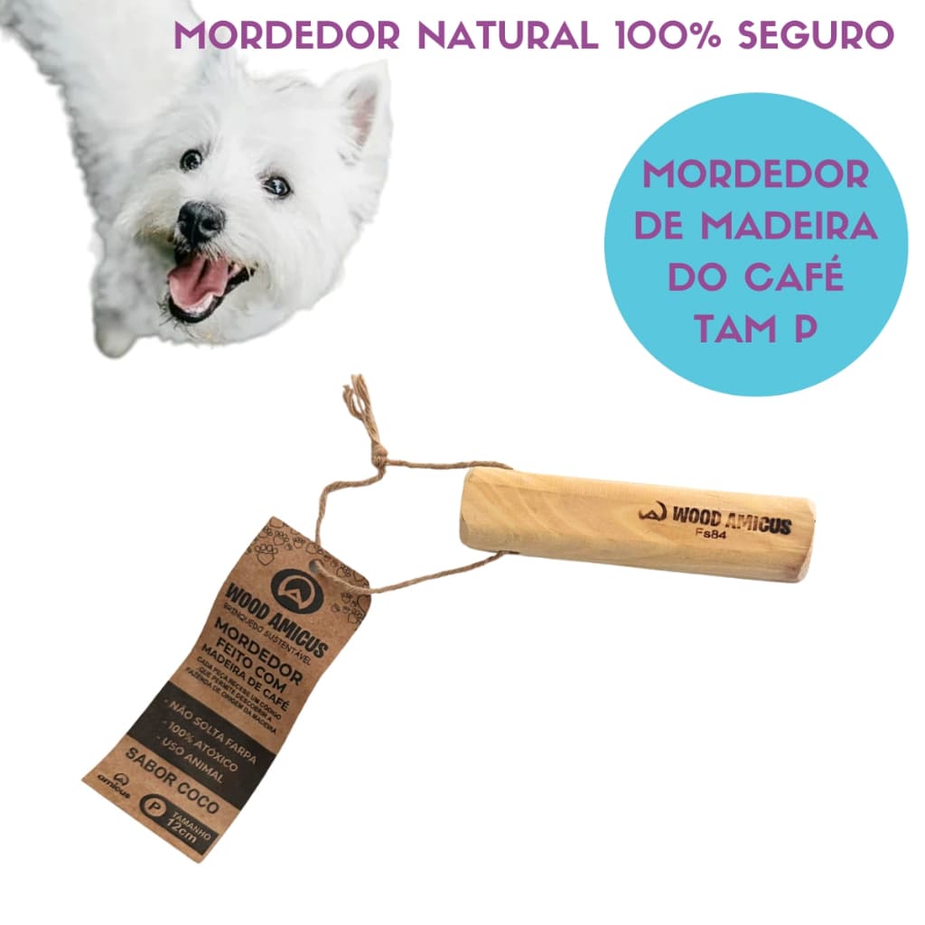 Mordedor Sustentável De Madeira De Café Wood Amicus P brinquedo para cães roer Resistente