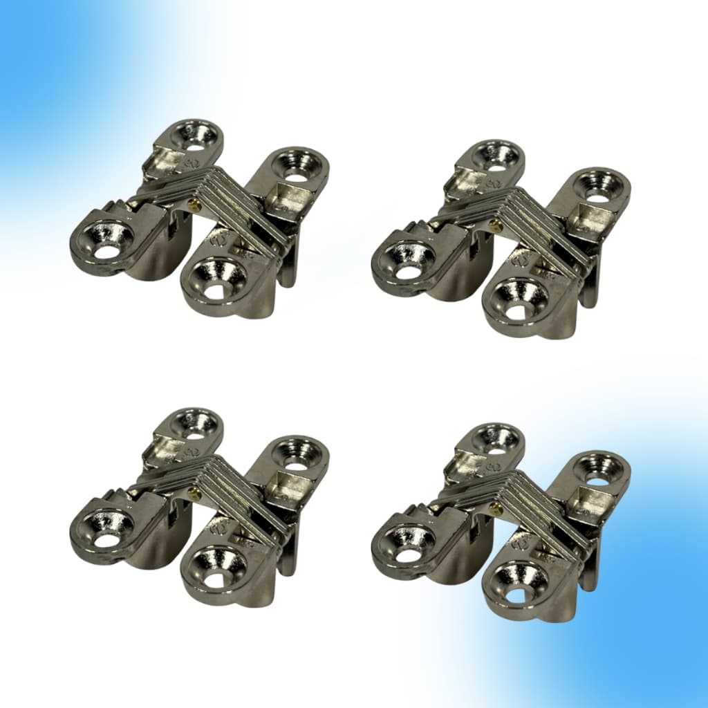 Dobradiça Invisível 42x12mm 180° Niquelada Criativa para Móveis e Portas - Unidade + Parafusos