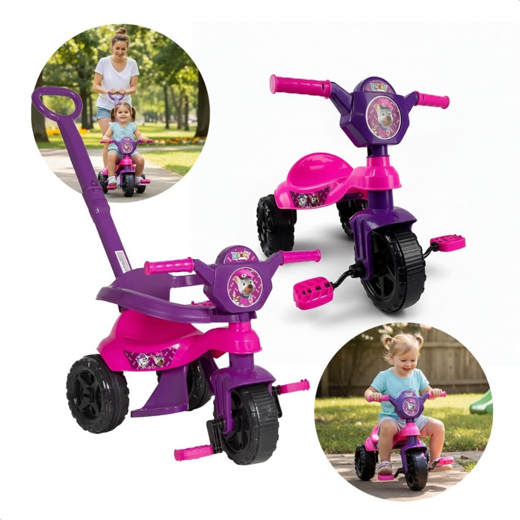 Triciclo Infantil Menino Menina Patrulha Canina Velotrol Até 25KG