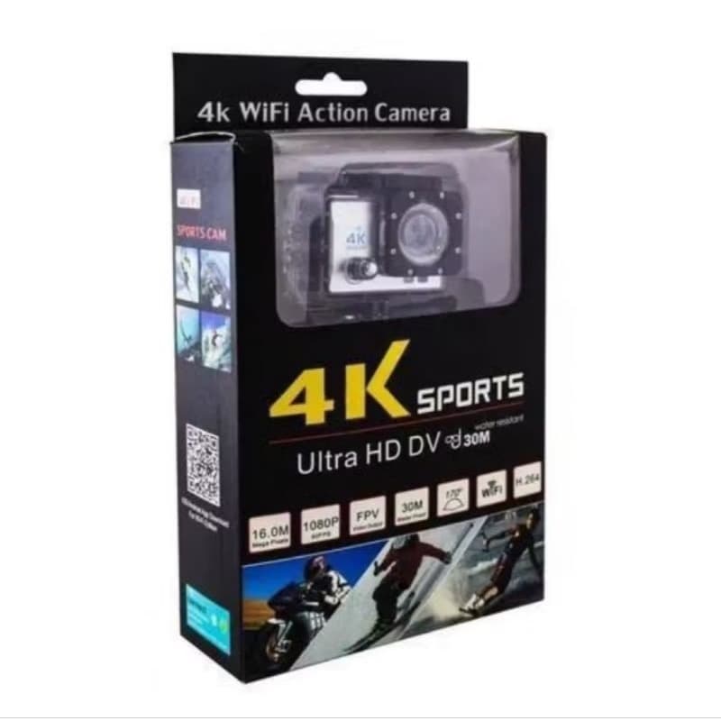 Câmera de ação 4K Ultra HD WiFi 30 metros à prova d'água