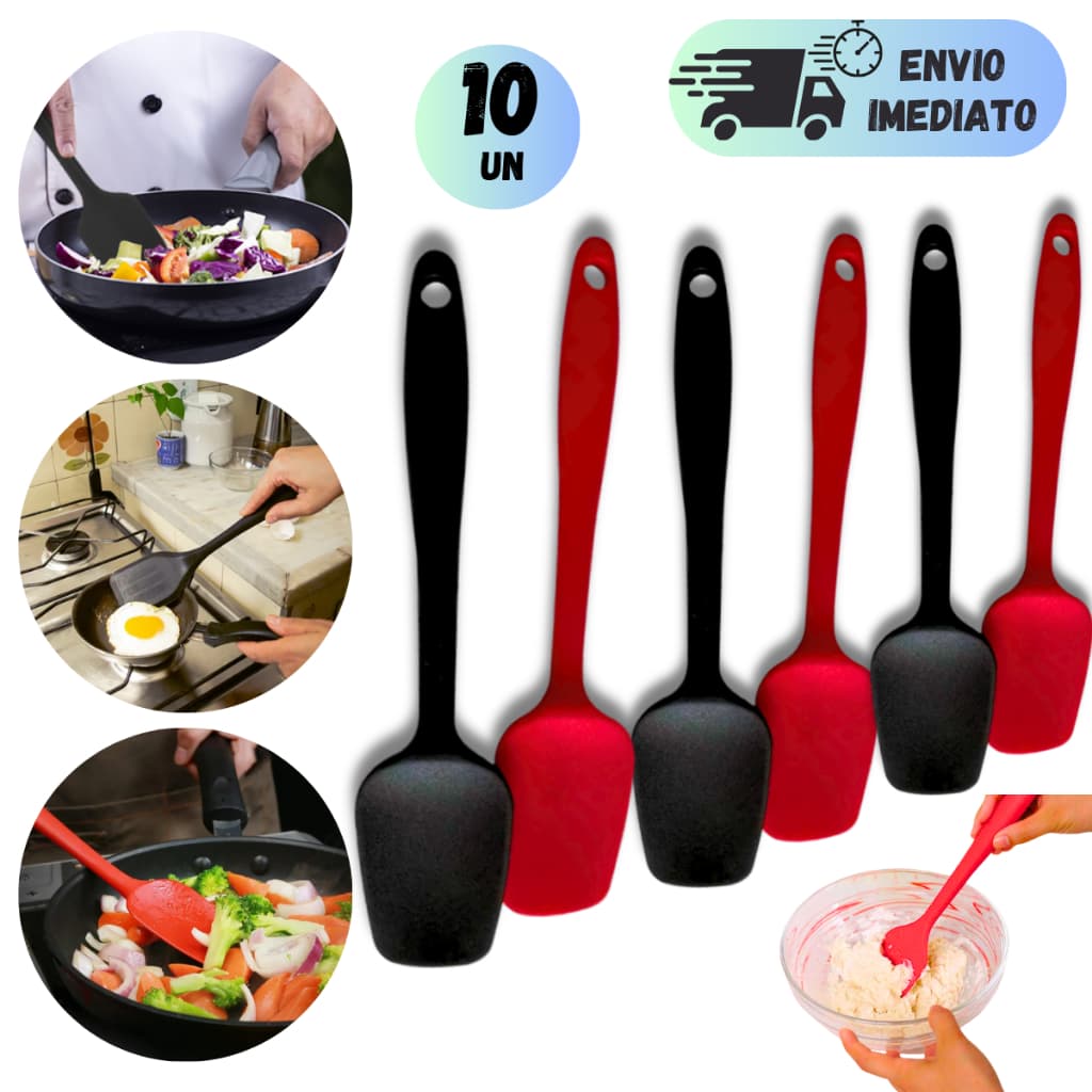 KIT 4 A 10 ESPATULA DE SILICONE DE COZINHA PARA ARROZ RESISTENTE JOGO CONJUNTO 27 CM CONFEITARIA PEÇAS
