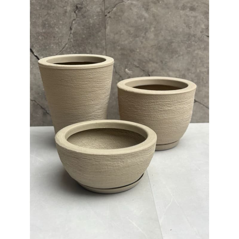 Kit 3 Vasos Coluna Redonda Escovada 1 e Bojo Escovado 1 e Bacia Escovada 1 vasos decorativos luxo modernos sofisticados