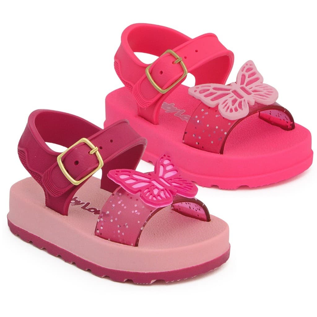 Kit 2 Pares Sandália Papete Bebê Menina Com Fivela Confortável