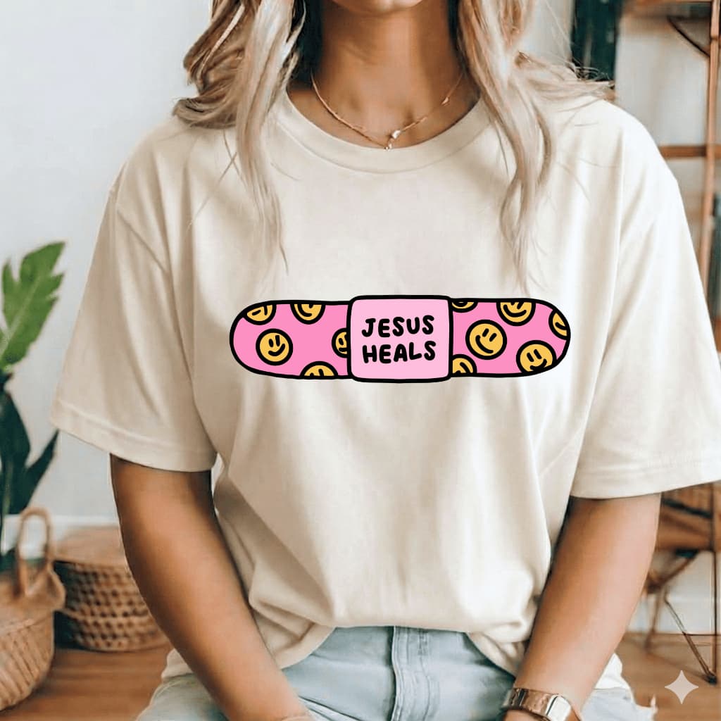 Camiseta Religiosa T-shirt Feminina Cristã Jesus Cura Street Camisa Gola Redonda 100% Algodão