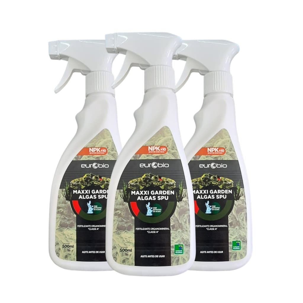 Fertilizante Foliar Maxxi Algas Para Folhagens e Suculentas SPU 500ml Kit com 3