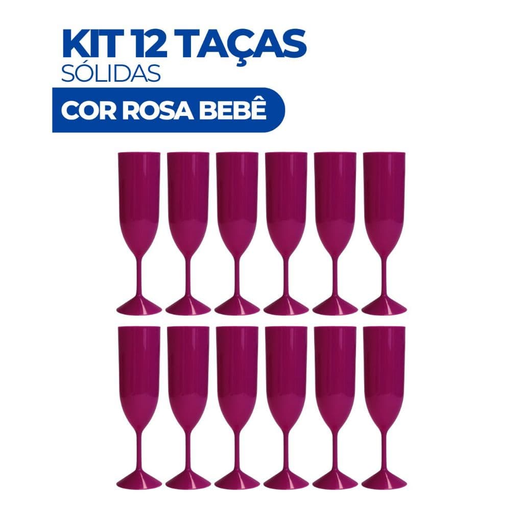 KIT 12 TAÇAS COR SÓLIDA ROSA BEBÊ