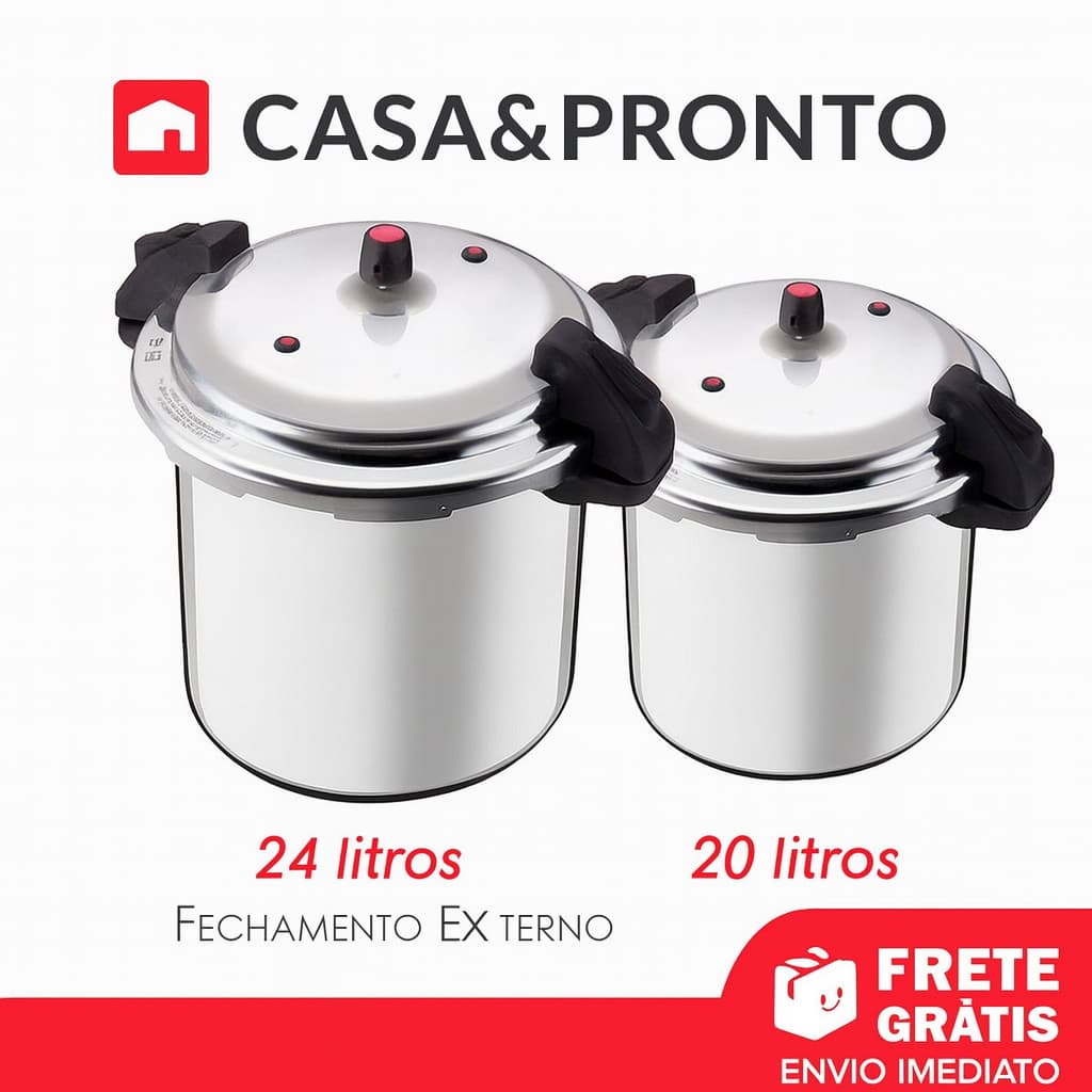 Panela De Pressão Fechamento Externo Profissional  Industrial 20L E 24 Litros Nacional