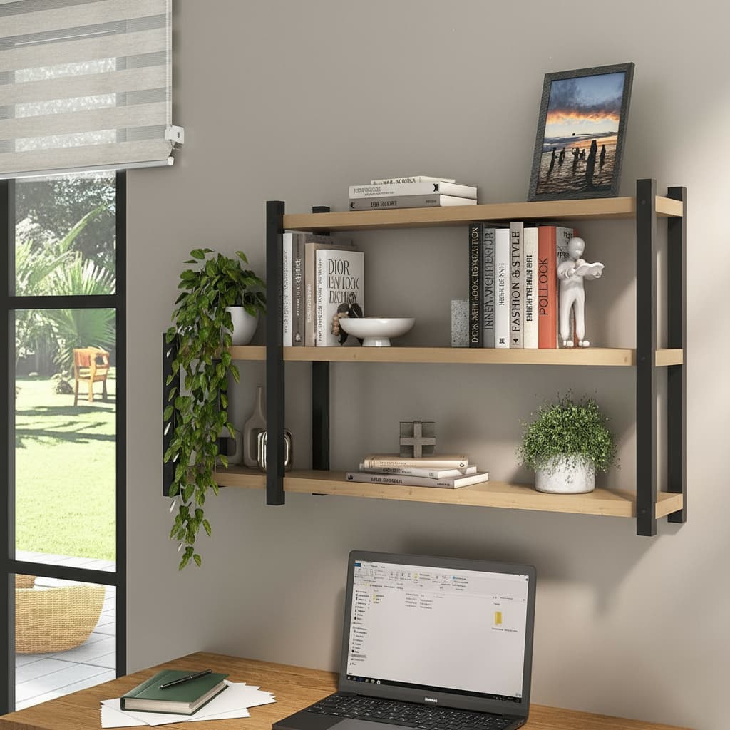 Prateleira Multiuso em Madeira 98cm | Design Moderno e Resistente Para quarto, escritório, cozinha