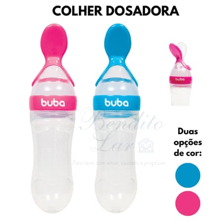 Colher dosadora para bebê | Colher para papinha | BUBA | Colher de silicone com tampa para bebê