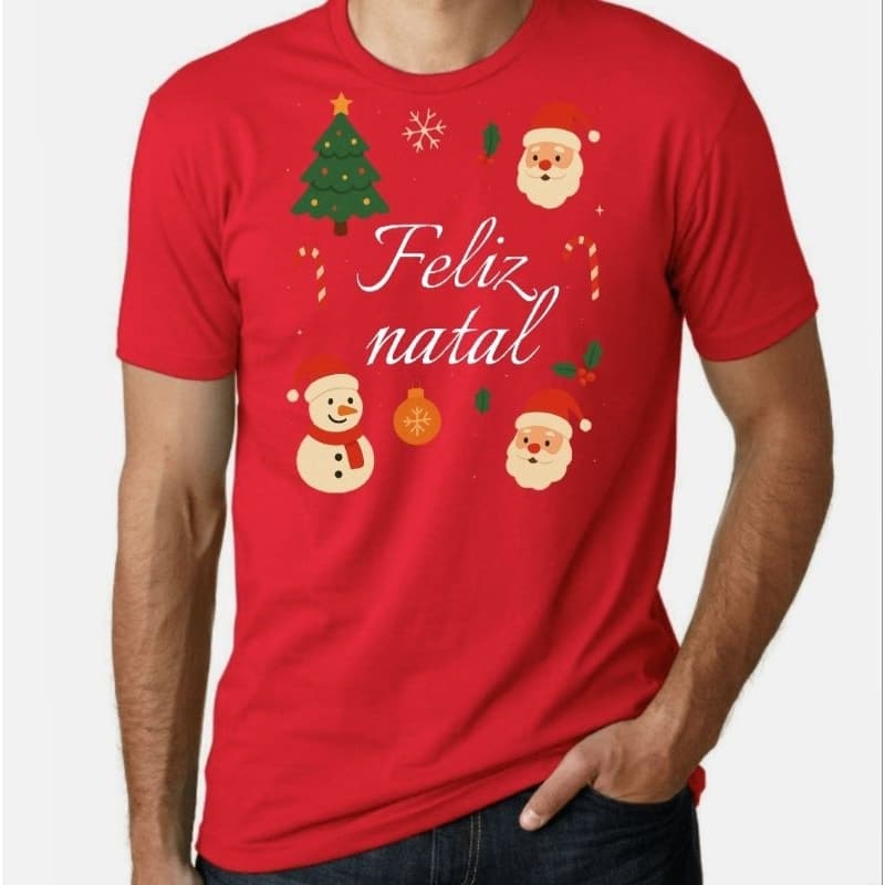 Camiseta Natalina Unisex 100% Algodão infantil e adulto
