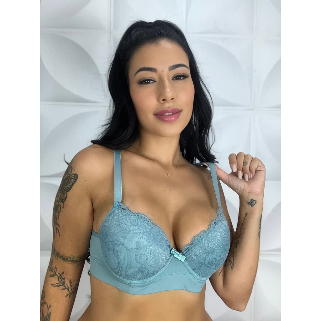 Sutia Feminino Reforçado com Bojo e Renda Arco Alça Regulaveis Feminino Moda Intima Dia Dia