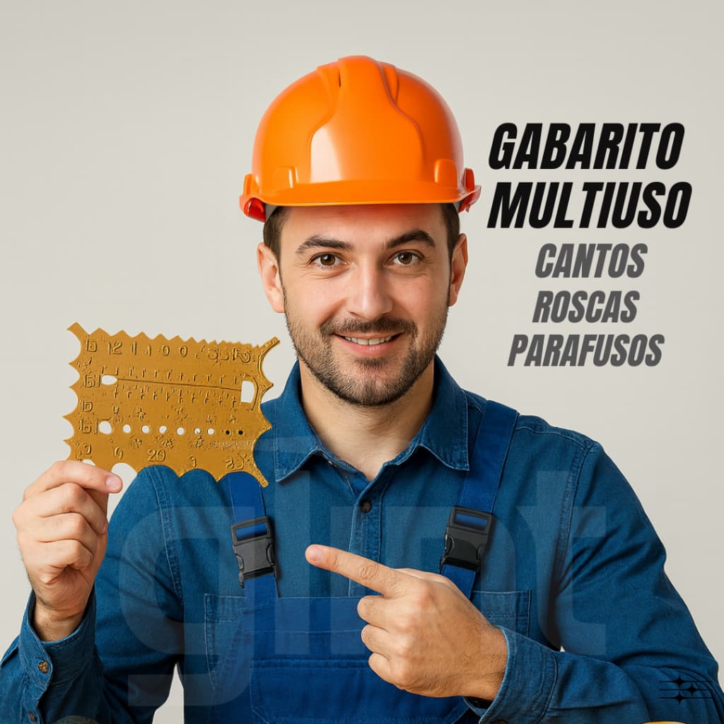 Gabarito Multiuso Glint – Cantos, Ângulos, Roscas, Parafusos | Extraia Ângulos de 1 a 25mm