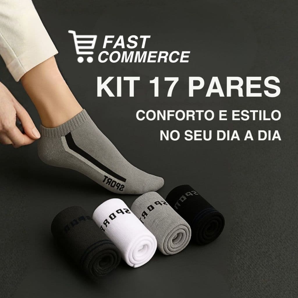 Kit 17 Meias Masculinas Sport Cano Curto Confortáveis Para Treinos Caminhada Corrida Academia Uso Diário Alta Performanc