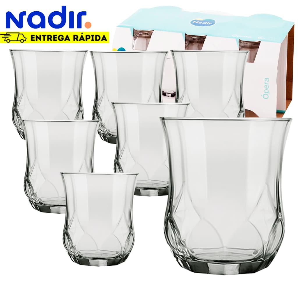 Kit Jogo de Copos Opera Nadir 300ml de Vidro Temperado Copo de Água Drink Bebidas Estiloso Decorado