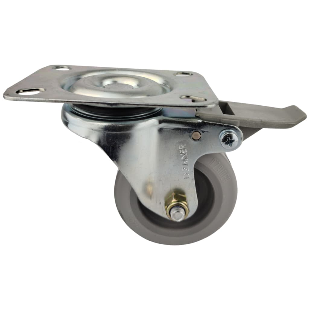 Rodizio Giratório 75mm Reforçado Com Trava - Chapa Para Fixação- 150kg Industrial/ Residencial